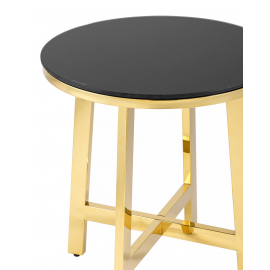 Журнальный стол 50*50 АЛЬБА золото стекло черное