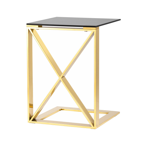 Журнальный стол 40*40 КРОСС золото стекло smoke