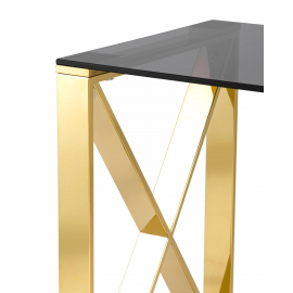 Журнальный стол 40*40 КРОСС золото стекло smoke