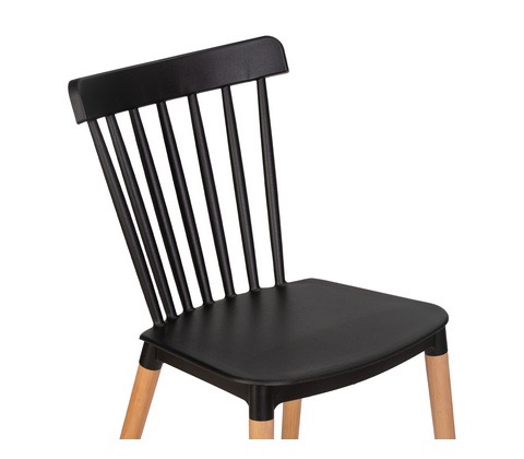 Пластиковый стул Theo черный ножки деревянные цвет бук