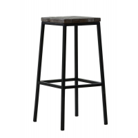 Барный табурет Глок на металлическом каркасе с деревянным сиденьем