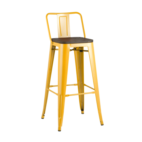 Стул барный TOLIX WOOD со спинкой желтый