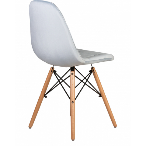 Стул обеденный Eames Soft цвет сиденья пудрово-голубой велюр (HLR-15), цвет основания светлый бук