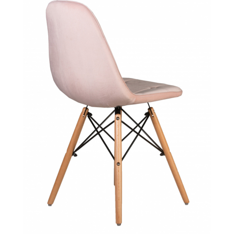 Стул Eames Soft цвет сиденья пудрово-розовый велюр (HLR-39), цвет основания светлый бук