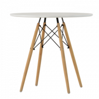Стол Eames DSW d=800 мм цвет белый, ножки деревянные