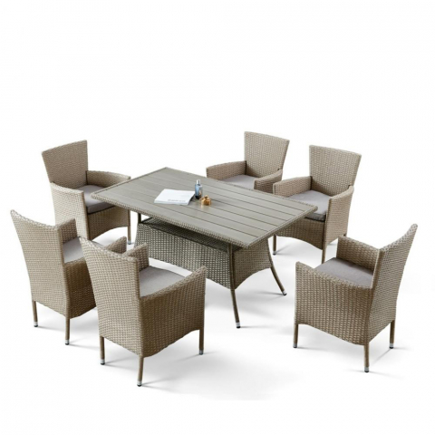 Комплект плетеной мебели AFM-195-6Pcs Beige (6+1)