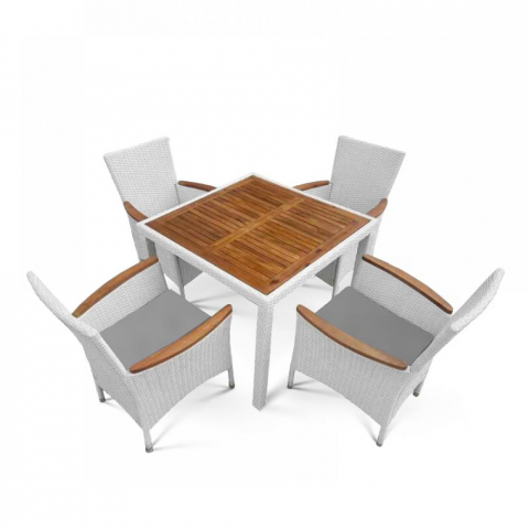 Комплект плетеной мебели AFM-440A 90x90 White (4+1)