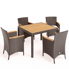 Комплект плетеной мебели для летнего кафе AFM-440B 90x90 Brown (4+1)