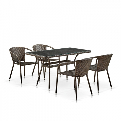 Комплект плетеной мебели T286A/Y137C-W53 Brown (4+1)