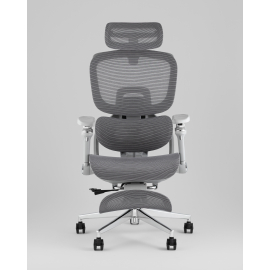 Кресло офисное TopChairs Prodigy с оттоманкой серый