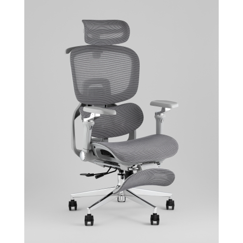 Кресло офисное TopChairs Prodigy с оттоманкой серый