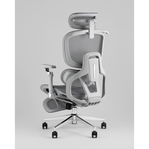 Кресло офисное TopChairs Prodigy с оттоманкой серый