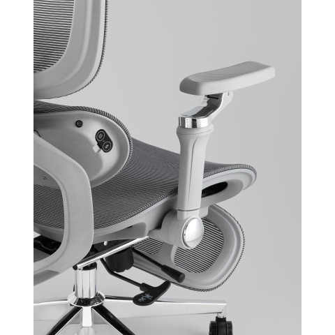 Кресло офисное TopChairs Prodigy с оттоманкой серый