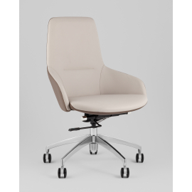 Кресло офисное TopChairs Soulo светло-серый, коричневый