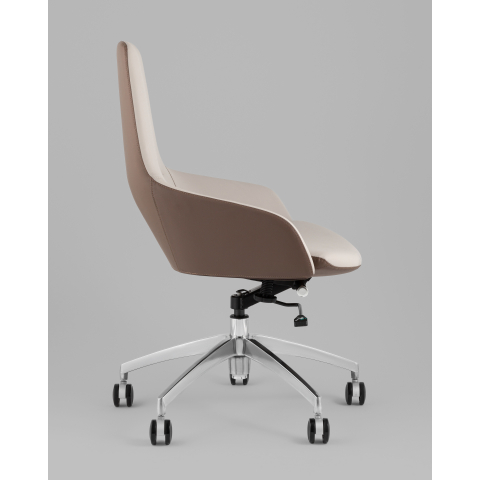 Кресло офисное TopChairs Soulo светло-серый, коричневый