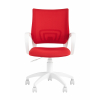 Кресло офисное Topchairs ST-BASIC-W спинка белая сетка сиденье красная ткань крестовина белый пластик
