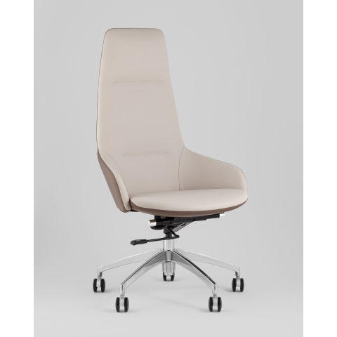 Кресло руководителя TopChairs Soulo светло-серый, коричневый