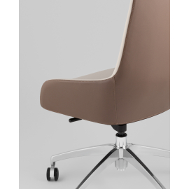 Кресло руководителя TopChairs Soulo светло-серый, коричневый