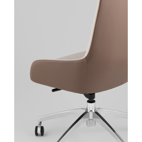 Кресло руководителя TopChairs Soulo светло-серый, коричневый