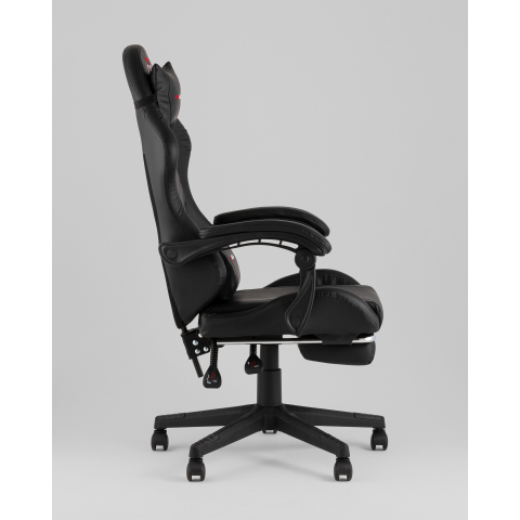 Кресло спортивное TopChairs Prophet с оттоманкой черный