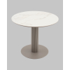 Стол круглый Терралино D90 верх керамика белый матовый, основание металл латте