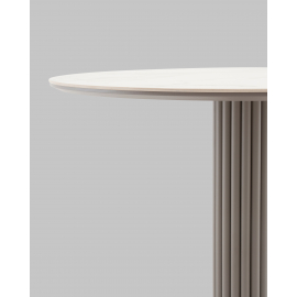 Стол круглый Терралино D90 верх керамика белый матовый, основание металл латте