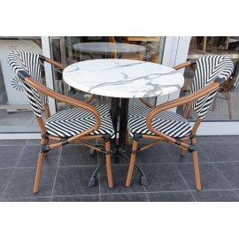 Стол Венеция W d=700 мм цвет белый мрамор