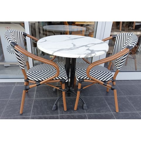 Стол Венеция W d=700 мм цвет белый мрамор