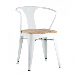Стул Tolix ARM WOOD с подлокотниками белый