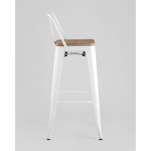 Стул барный TOLIX style wood со спинкой белый глянцевый