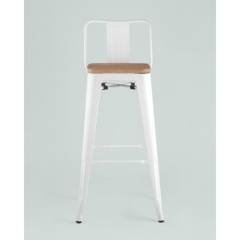 Стул барный TOLIX style wood со спинкой белый глянцевый