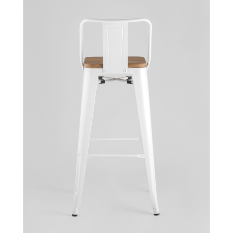Стул барный TOLIX style wood со спинкой белый глянцевый