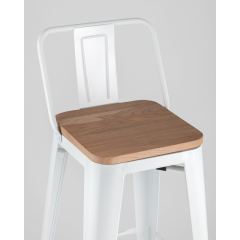 Стул барный TOLIX style wood со спинкой белый глянцевый