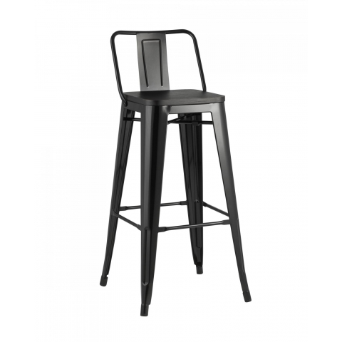 Стул барный TOLIX style wood со спинкой черный глянцевый