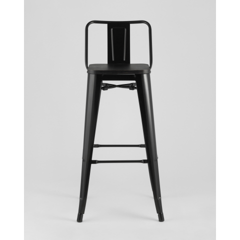 Стул барный TOLIX style wood со спинкой черный глянцевый