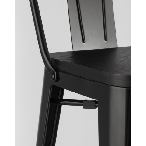 Стул барный TOLIX style wood со спинкой черный глянцевый