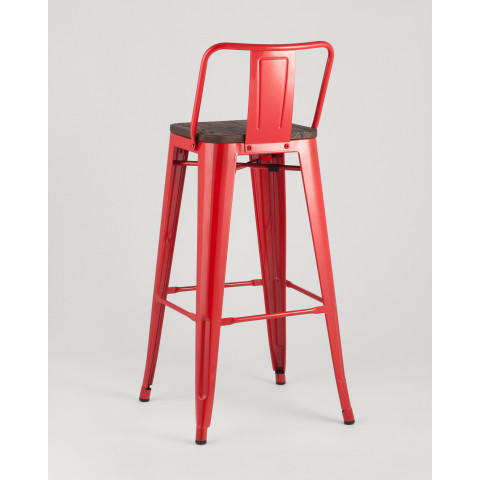 Стул барный TOLIX style wood со спинкой красный глянцевый