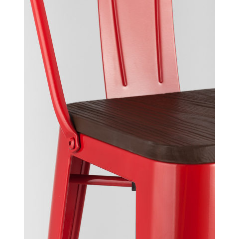 Стул барный TOLIX style wood со спинкой красный глянцевый