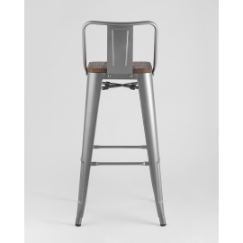 Стул барный TOLIX style wood со спинкой серебристый матовый