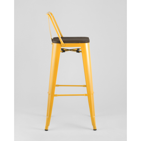 Стул барный TOLIX style wood со спинкой желтый