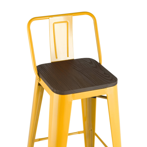 Стул барный TOLIX WOOD со спинкой желтый