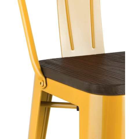 Стул барный TOLIX WOOD со спинкой желтый