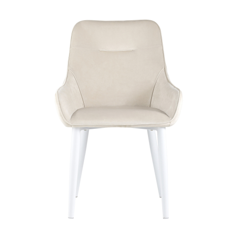 Стул Диана велюр кремовый ножки белые
