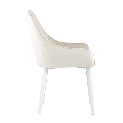 Стул Диана велюр кремовый ножки белые