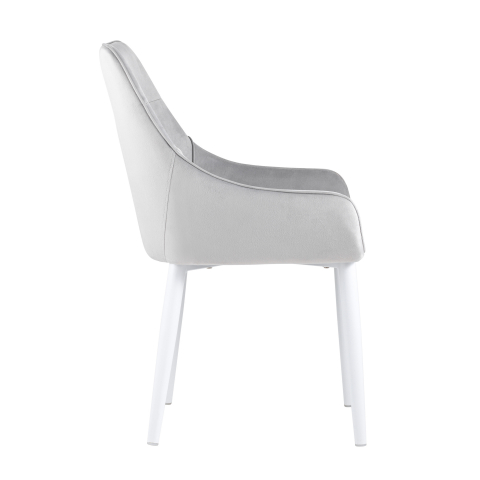 Стул Диана велюр серый ножки белые