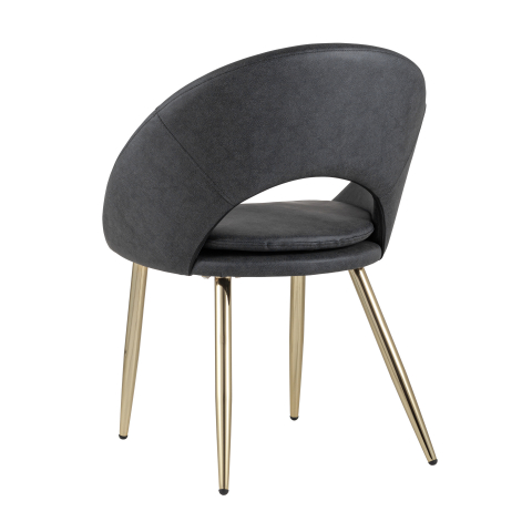 Стул Кензи экокожа темно-серый золотые ножки