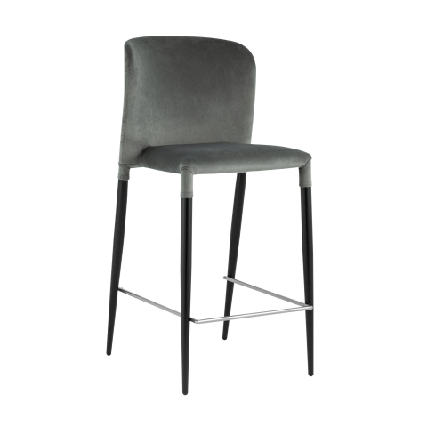 Стул полубарный Лори велюр серый