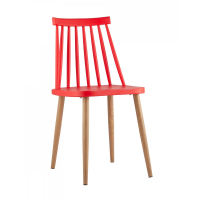 Пластиковый стул Морган красный ножки деревянные