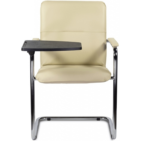 Стул офисный София со столиком хром экокожа бежевая