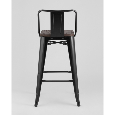 Стул полубарный TOLIX WOOD со спинкой черный глянцевый